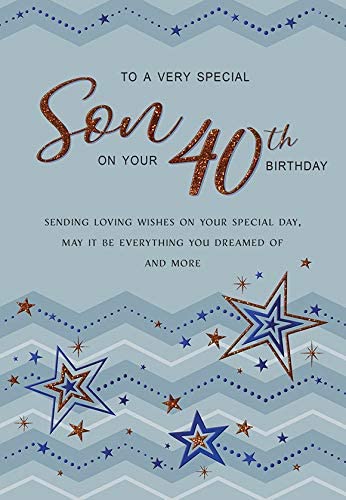 Modern Milestone Age Birthday Card 40th Son - 9 x 6 inches - Regal Publishing