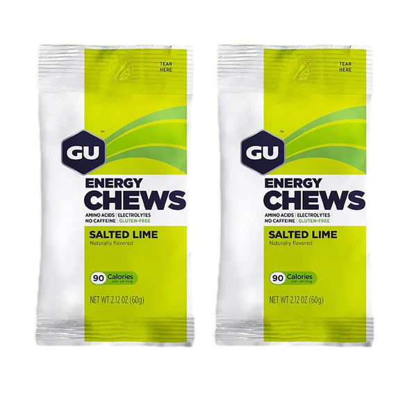 GU Energy Chews Double Serving Packs. Energy Gummies with Electrolytes For Running, Cycling, Triathlon & Other Sports - Pack of 2
