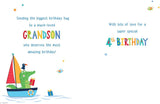 Juvenile Birthday Card Age 4 Grandson - 9 x 6 inches - Regal Publishing