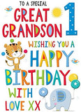 Juvenile Birthday Card Age 1 Great Grandson - 9 X 6 Inches - Regal Publishing