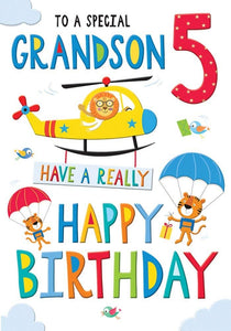 Juvenile Birthday Card Age 5 Grandson - 9 x 6 inches - Regal Publishing