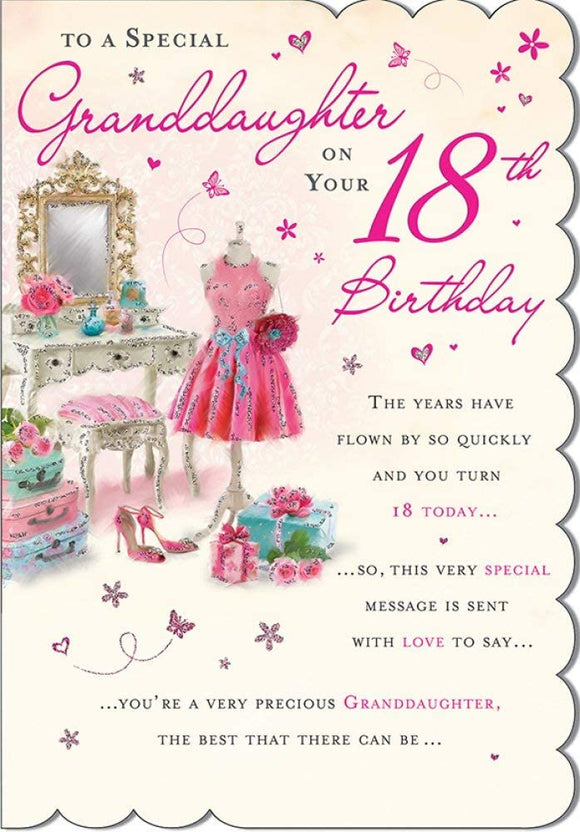 Milestone Age Birthday Card Age 18 Granddaughter - 9 x 6 inches - Regal Publishing