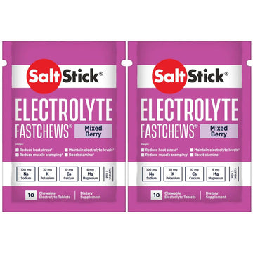 SaltStick Fastchews, Electrolyte Replacement Tablets for Rehydration, Exercise Recovery, Youth & Adult Athletes, Running, Cycling, Hiking & Sports Recovery, 2 x Packets of 10 Tablets