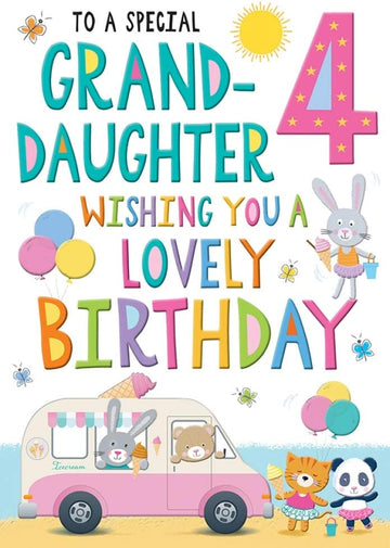 Juvenile Birthday Card Age 4 Granddaughter - 9 x 6 inches - Regal Publishing