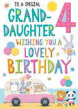 Juvenile Birthday Card Age 4 Granddaughter - 9 x 6 inches - Regal Publishing