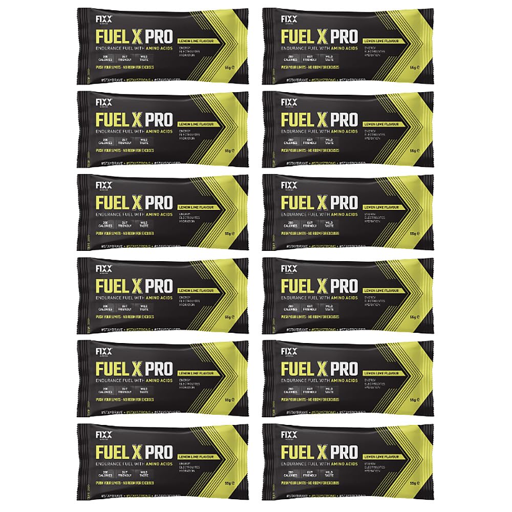 Fixx Nutrition Fuel X Pro Endurance Fuel With Amino Acids - Energy, Electrolytes, Hydration - Box of 12 x 55g Sachets