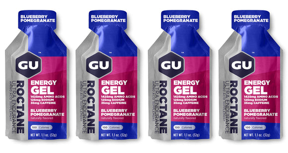 GU Roctane Energy Running Gels - 4 Gel Taster Pack - Sports Energy Gels for Running, Cycling, Triathlon (4 x 32g Sachets)
