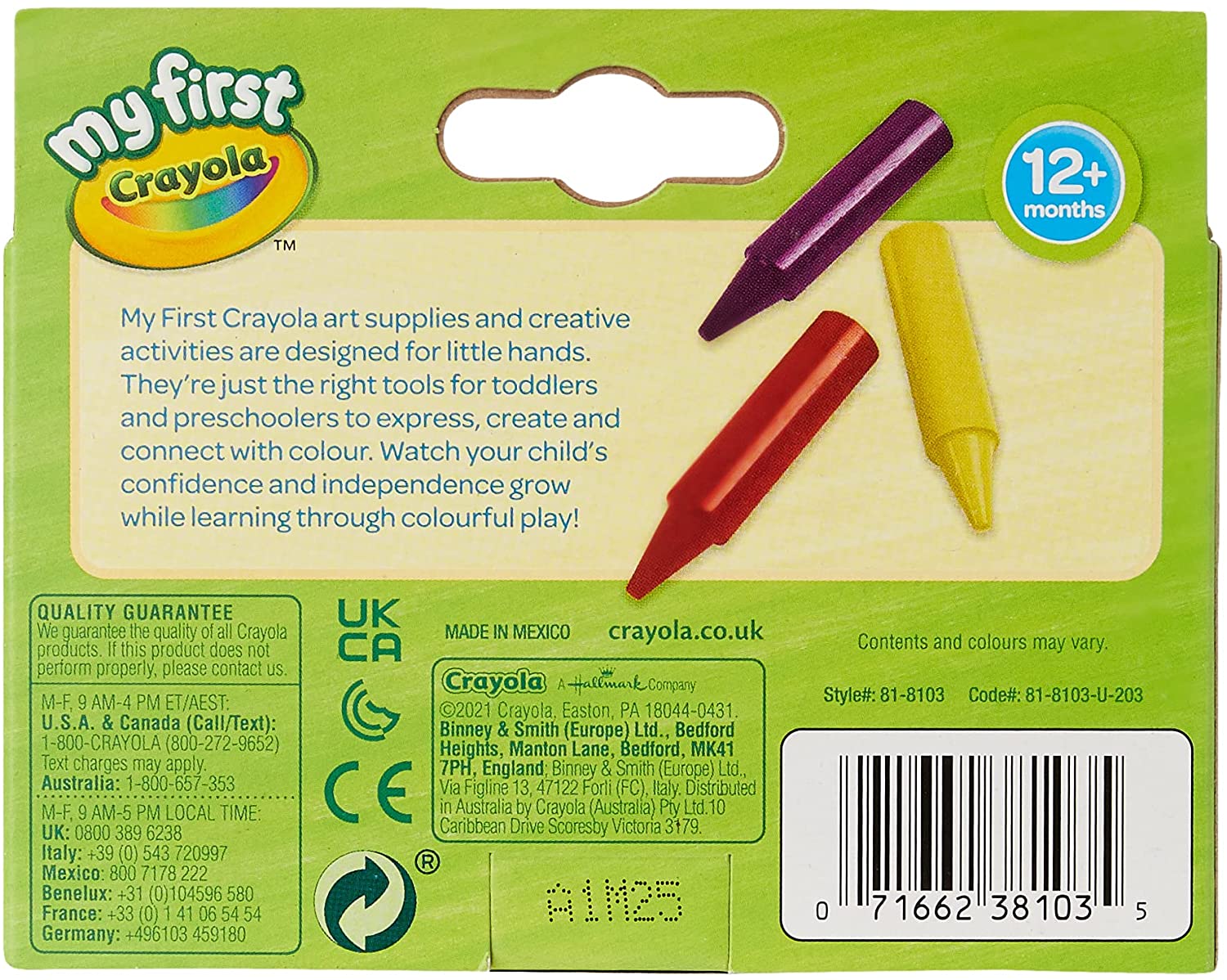 My First Crayons for Toddlers, 8 Count, Crayola.com