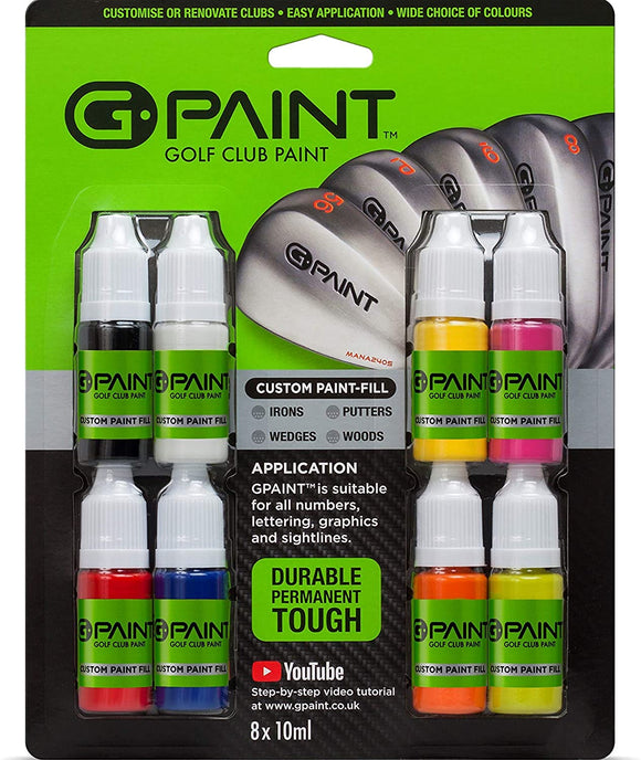 G-Paint Golf Club Paint - Touch Up, Fill In, Customise or Renovate Your Clubs - 8 Pack